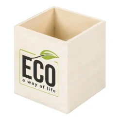 Gift Campaign Portapenne con logo in pannello di legno a forma di cubo Wood> Gadget Per L'Ufficio|Portapenne