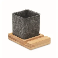 Gift Campaign Portapenne in feltro RPET con base in bambù e supporto per cellulare> Gadget Per L'Ufficio|Portapenne