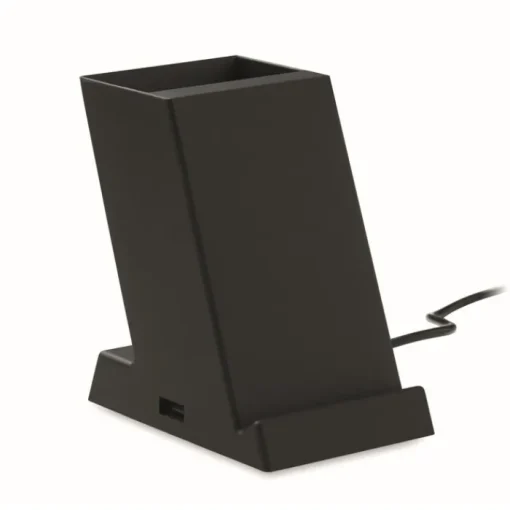 Gift Campaign Portapenne promozionale con supporto e caricabatterie wireless Tech> Portapenne