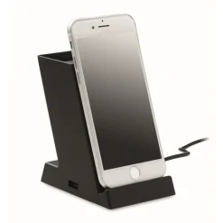 Gift Campaign Portapenne promozionale con supporto e caricabatterie wireless Tech></noscript> Portapenne
