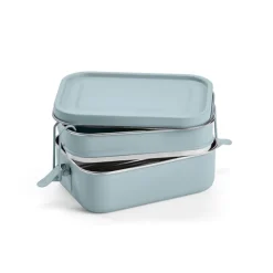 Gift Campaign Portapranzo doppio in acciaio inox riciclato con fibbie laterali 1,05l> Porta Pranzo
