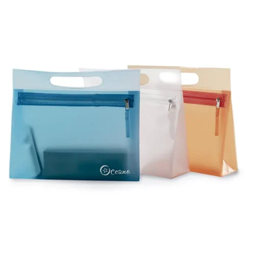 Gift Campaign Portatrucchi in PVC trasparente con chiusura a zip e manico Colors> Pochette Personalizzate|Beauty Case Personalizzati