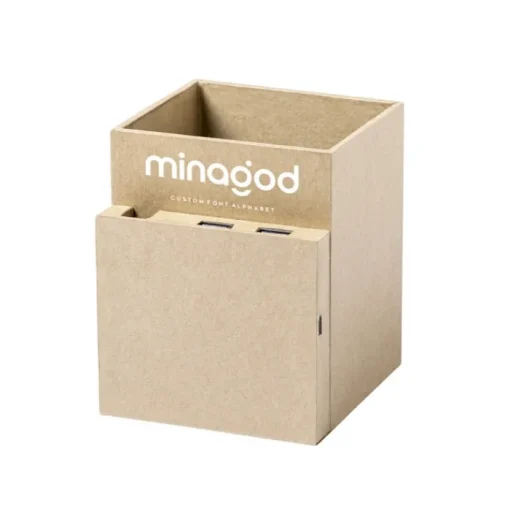 Gift Campaign Portpenne da scrivania con ricarica wireless e USB Cardboard> Portapenne