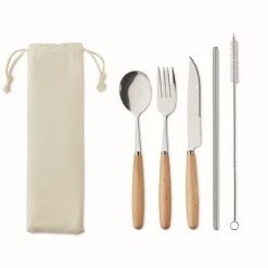 Gift Campaign Posate personalizzate in acciaio con manico in legno e cannuccia Inox Wood> Altri Utensili Da Cucina