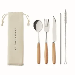 Gift Campaign Posate personalizzate in acciaio con manico in legno e cannuccia Inox Wood></noscript> Altri Utensili Da Cucina
