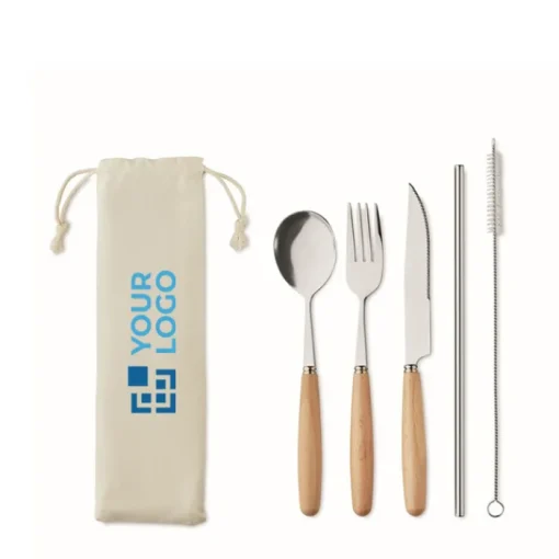 Gift Campaign Posate personalizzate in acciaio con manico in legno e cannuccia Inox Wood> Altri Utensili Da Cucina