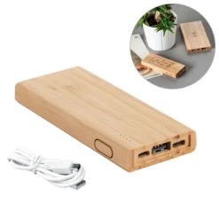 Gift Campaign Power bank con logo aziendale da 5.000 mAh in legno di bambú Natura></noscript> Power Bank Personalizzati