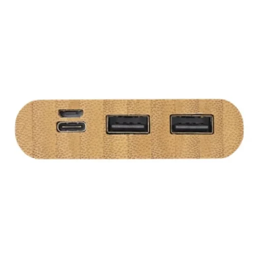 Gift Campaign Power bank da 10.000 mAh in bambù con 4 indicatori LED e 4 porte USB> Power Bank Personalizzati
