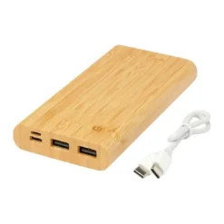 Gift Campaign Power bank da 10.000 mAh in bambù con 4 indicatori LED e 4 porte USB></noscript> Power Bank Personalizzati