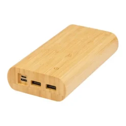 Gift Campaign Power bank da 20.000 mAh in bambù con 4 indicatori LED e 4 porte USB> Power Bank Personalizzati