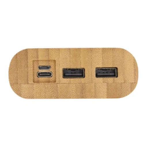 Gift Campaign Power bank da 20.000 mAh in bambù con 4 indicatori LED e 4 porte USB> Power Bank Personalizzati