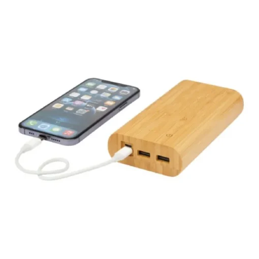 Gift Campaign Power bank da 20.000 mAh in bambù con 4 indicatori LED e 4 porte USB> Power Bank Personalizzati