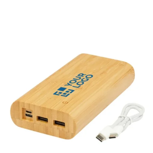 Gift Campaign Power bank da 20.000 mAh in bambù con 4 indicatori LED e 4 porte USB> Power Bank Personalizzati
