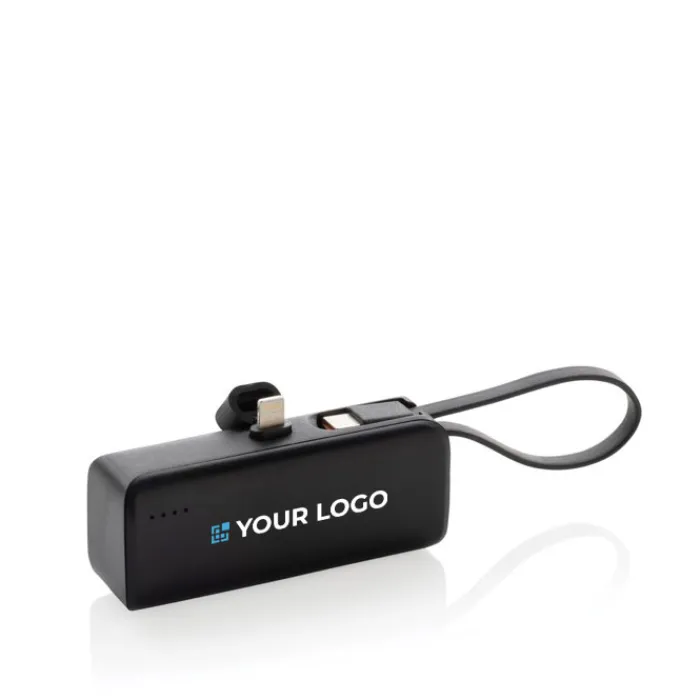 Gift Campaign Powerbank con connettore Lightning e cavetto USB-C da 3.000 mAh> Power Bank Personalizzati