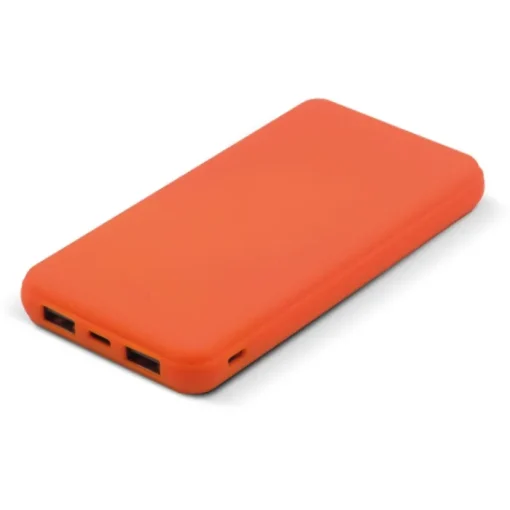 Gift Campaign Powerbank con finitura gommata, porta USB-A e porta tipo C da 8000mAh> Power Bank Personalizzati