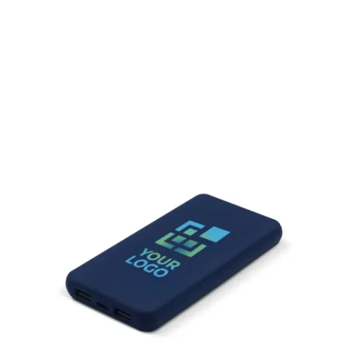 Gift Campaign Powerbank con finitura gommata, porta USB-A e porta tipo C da 8000mAh> Power Bank Personalizzati