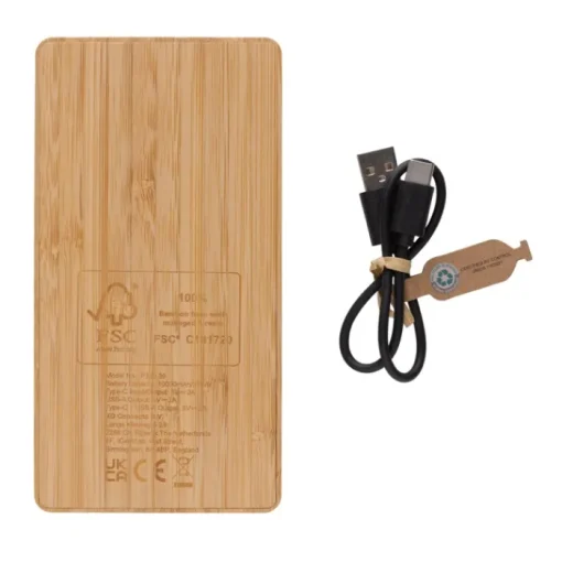 Gift Campaign Powerbank con pannelli solari in bambù FSC® da 10.000 mAh> Power Bank Personalizzati