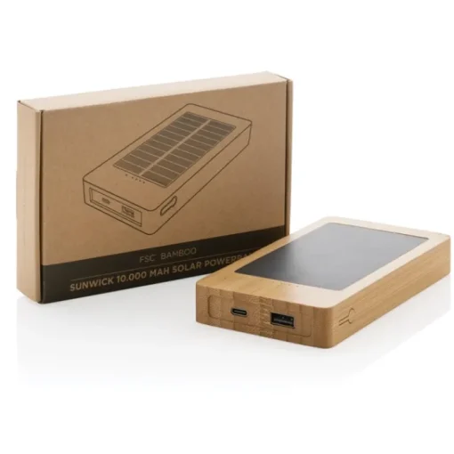 Gift Campaign Powerbank con pannelli solari in bambù FSC® da 10.000 mAh> Power Bank Personalizzati