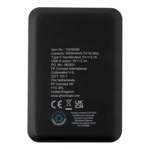 Gift Campaign Powerbank in plastica riciclata sottile ed elegante da 5.000 mAh> Power Bank Personalizzati