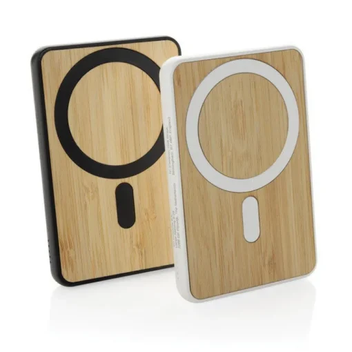 Gift Campaign Powerbank magnetico in bambù con ricarica wireless 5.000 mAh> Power Bank Personalizzati