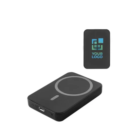 Gift Campaign Powerbank magnetico in rABS da 5.000mAh con caricatore wireless da 15W> Power Bank Personalizzati