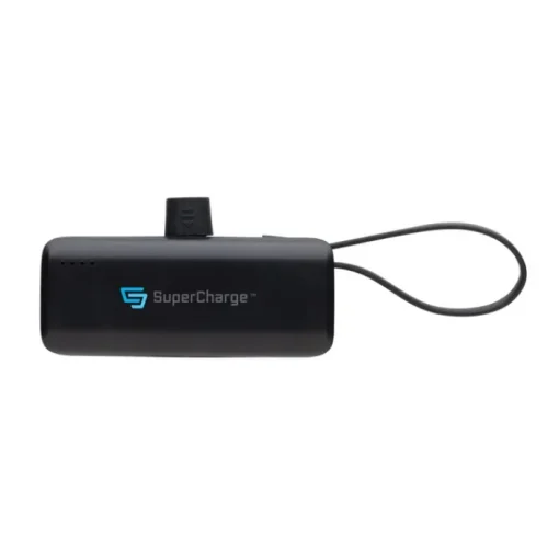 Gift Campaign Powerbank portatile in plastica riciclata con laccetto da 3.000 mAh> Power Bank Personalizzati