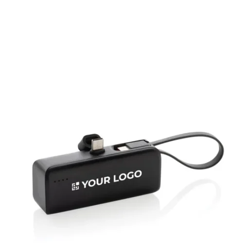 Gift Campaign Powerbank portatile in plastica riciclata con laccetto da 3.000 mAh> Power Bank Personalizzati
