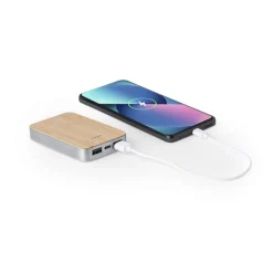 Gift Campaign Powerbank rettangolare in alluminio riciclato e bambù da 5.000 mAh> Power Bank Personalizzati
