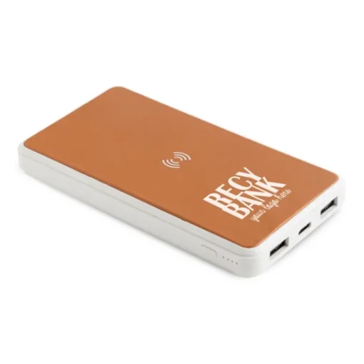 Gift Campaign Powerbank wireless in ABS rivestita in similpelle riciclata 8.000mAh> Power Bank Personalizzati