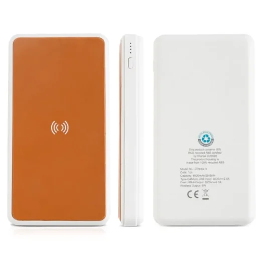 Gift Campaign Powerbank wireless in ABS rivestita in similpelle riciclata 8.000mAh> Power Bank Personalizzati