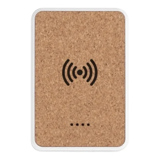 Gift Campaign Powerbank wireless in sughero e plastica ABS riciclata 5.000mAh e 5W> Power Bank Personalizzati