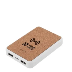 Gift Campaign Powerbank wireless in sughero e plastica ABS riciclata 5.000mAh e 5W></noscript> Power Bank Personalizzati
