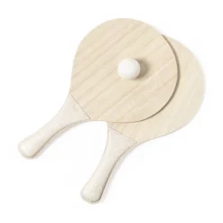 Gift Campaign Racchettoni in legno con manico in fibra di grano e pallina Nature></noscript> Gadget Da Mare