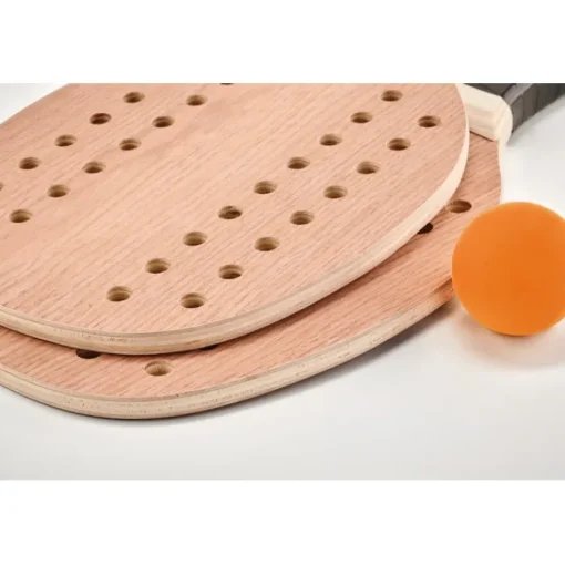 Gift Campaign Racchettoni in palissandro con logo e pallina morbida arancione Ball> Gadget Da Mare