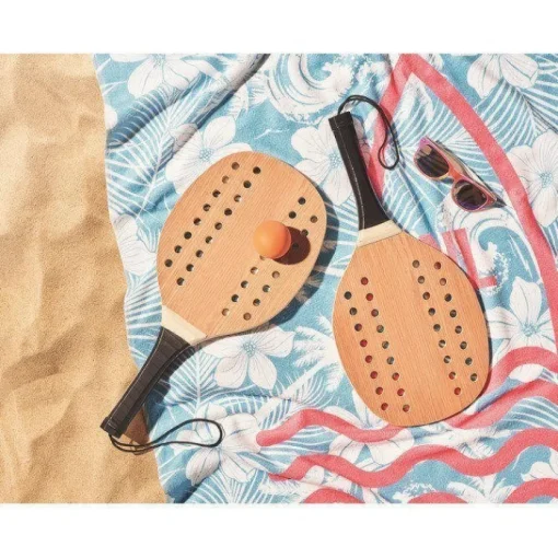 Gift Campaign Racchettoni in palissandro con logo e pallina morbida arancione Ball> Gadget Da Mare