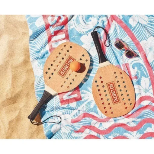 Gift Campaign Racchettoni in palissandro con logo e pallina morbida arancione Ball> Gadget Da Mare