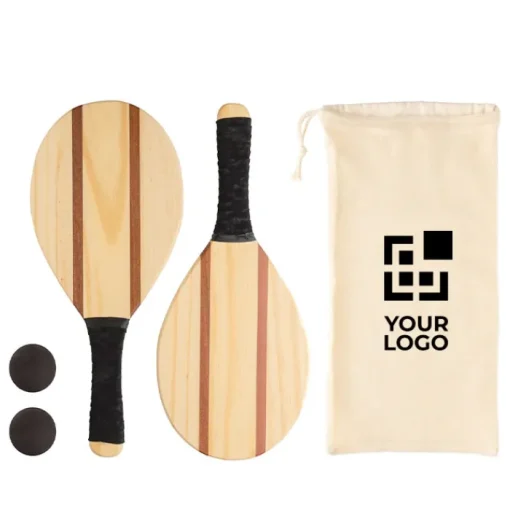 Gift Campaign Racchettoni promozionali in legno con grip e due palline Spiaggia Wood> Giochi E Passatempo|Gadget Da Mare