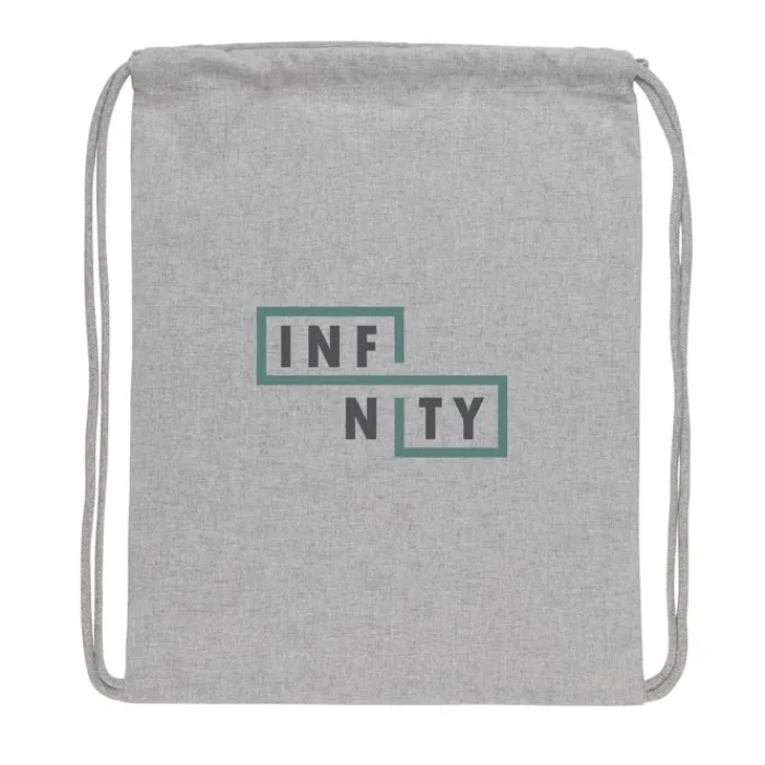 Gift Campaign Sacca con logo più colori cotone riciclato 145gr con AWARE™ Greeny> Sacche Personalizzate