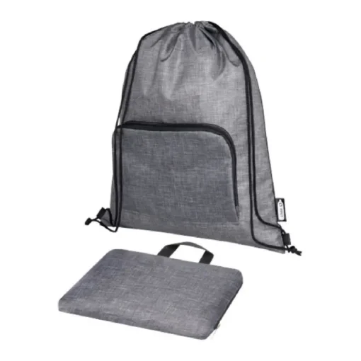 Gift Campaign Sacche promozionali in RPET a coulisse con tasca frontale con zip> Sacche Personalizzate