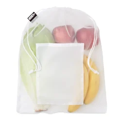 Gift Campaign Sacchettini promozionali con trama a rete e tasca rPET Verdure> Borse Per La Spesa