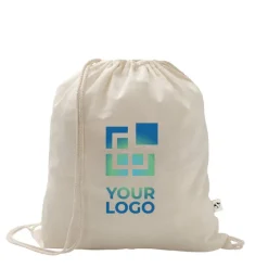 Gift Campaign Sacchetto con coulisse in cotone riciclato e poliestere 150 g/m2></noscript> Sacche Personalizzate