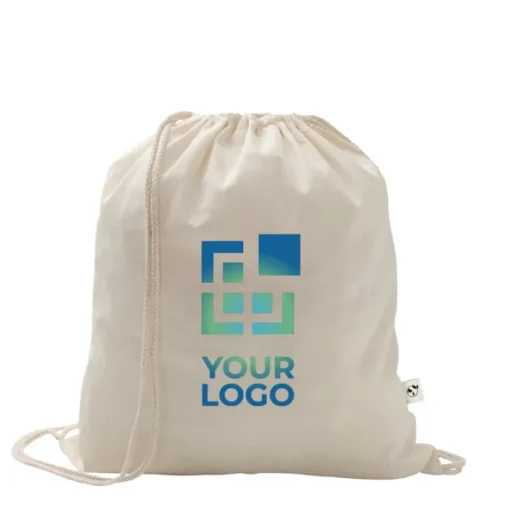 Gift Campaign Sacchetto con coulisse in cotone riciclato e poliestere 150 g/m2> Sacche Personalizzate