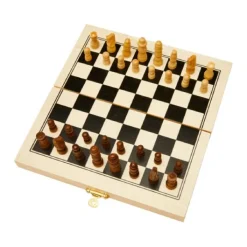 Gift Campaign Scacchiera pieghevole in legno di pino con 16 pezzi marroni e 16 avorio></noscript> Giochi E Passatempo