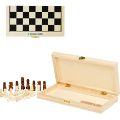 Gift Campaign Scacchiera pieghevole in legno di pino con 16 pezzi marroni e 16 avorio></noscript> Giochi E Passatempo