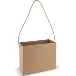 Gift Campaign Scatola aperta di cartone da 425g/m2 con manico in iuta naturale> Buste Di Carta