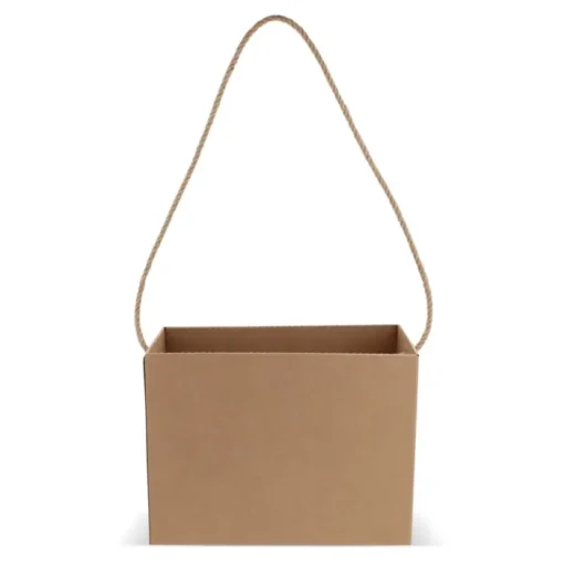 Gift Campaign Scatola aperta di cartone da 425g/m2 con manico in iuta naturale> Buste Di Carta