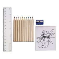 Gift Campaign Scatola con 10 pastelli disegni da colorare righello e temperino Funny> Matite Colorate