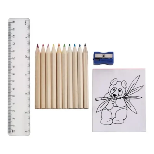 Gift Campaign Scatola con 10 pastelli disegni da colorare righello e temperino Funny> Matite Colorate