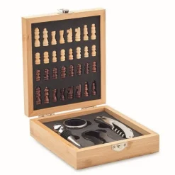 Gift Campaign Scatola di bambù che include un mini gioco di scacchi e un set da vino> Gadget Per Vino