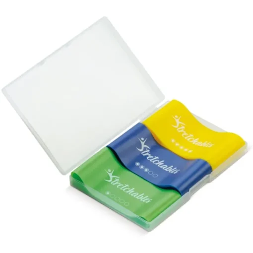 Gift Campaign Scatola di plastica con 3 fasce di resistenza di diversa difficoltà> Gadget Palestra